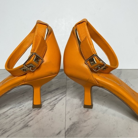 Franco Sarto Bery Orange Leather Ankle Strap Heeled Sandal 6 1/2 M - Picture 10 of 16